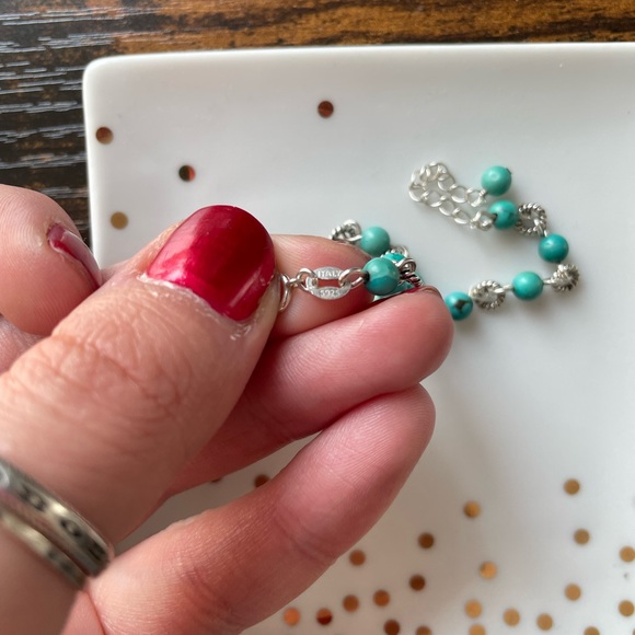 Sterling bracelet with turquoise beads. - Picture 4 of 5